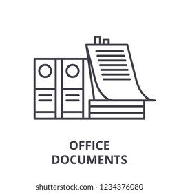 Office documents line icon concept. Office documents vector linear illustration, symbol, sign