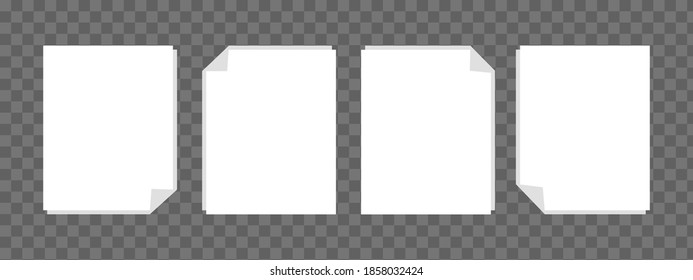 Office documents set. Modern vector illustration. Paper document page icons. Collection empty docs, file, paper on transparent background.