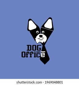 office dog logo with tie and mustache