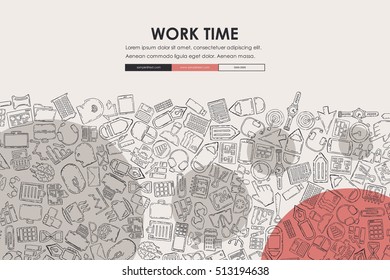 office Doodle Website Template Design