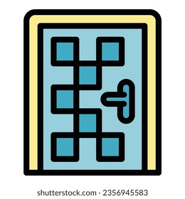 vector de contorno de icono de puerta de Office. Diseño de madera. Color interior doble plano