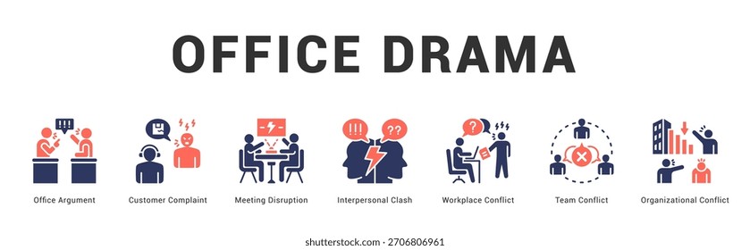 Ilustración de Anuncio de Web moderno y limpio con iconos temáticos para la comunicación visual