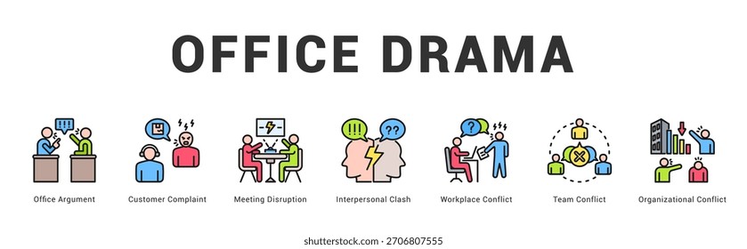 Ilustración de Anuncio de Web moderno y limpio con iconos temáticos para la comunicación visual