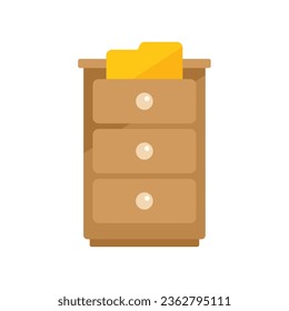 Office drawer icon flat vector. Crm data. Account strategy isolated