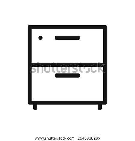 Office drawer line icon, file cabinet vector symbol with editable stroke