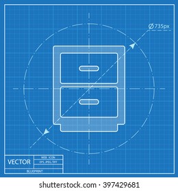 icono de plano vectorial del cajón de oficina 
