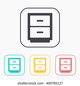 office drawer vector color icon set 