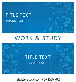 office or education tools doodle icons background in line style