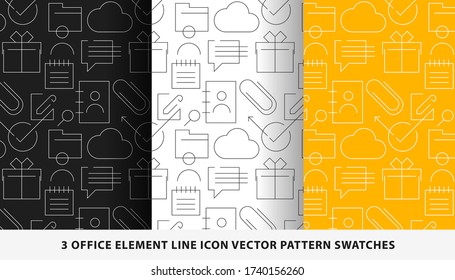 Office element line icon vector pattern swatches