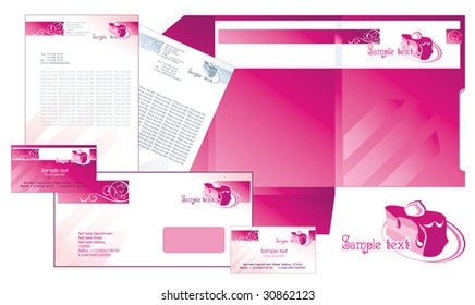 Office elements and accesories for menu restaurant. Vector business set of secretarial things and supplies. Workplace with paper and folder. Collection _8