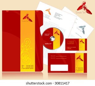 Office elements and accesories. Vector business set of secretarial things and supplies. Workplace with paper and folder. Collection _7