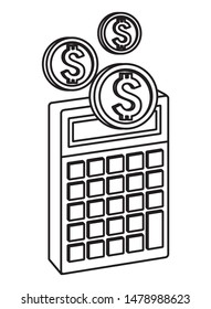 Office elements and business symbols calculator and coins ,vector illustration graphic design.