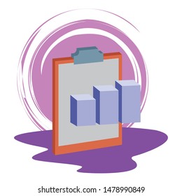 Office elements and business symbols statistic bars on whiteboard ,vector illustration graphic design.