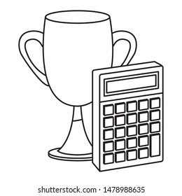 Office elements and business symbols trophy cup and calculator ,vector illustration graphic design.