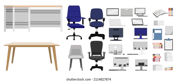 Büroelemente und -geräte mit Laptop-PC-Laptop