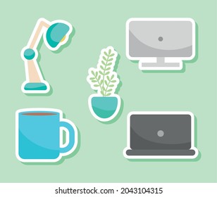 office elements icon set design