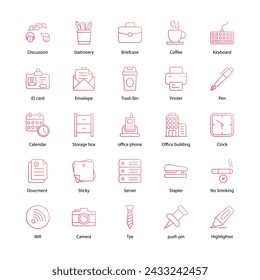 office elements icon set vector illustration editable stock.