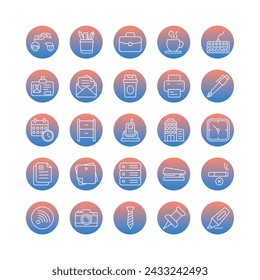 office elements icon set vector illustration editable stock.