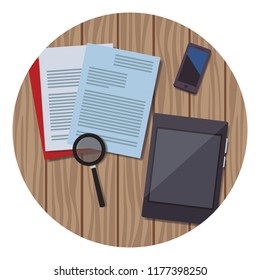 Office elements on desk