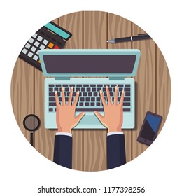 Office elements on desk