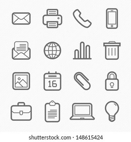 office elements symbol line icon set on white background vector illustration