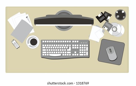 office elements,including,keyboard,monitor,floppy ,cd ...vector file format,change color &size as you wish