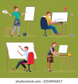 Office Empleado Juntos Pro Vector Illustration Business Character EPS  