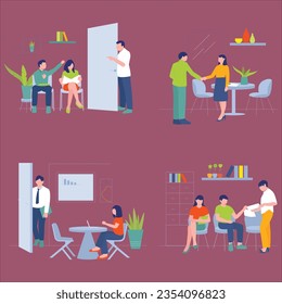 Office Empleado Juntos Pro Vector Illustration Business Character EPS  