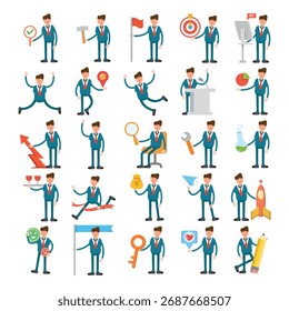 conjunto de caracteres de funcionário do office em ilustrações poses diferentes