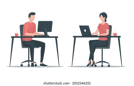 Office employee concept. Colored flat vector illustration. Isolated on white background. 