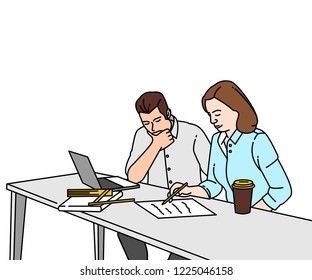 Office employee. hand drawn style vector design illustrations.	