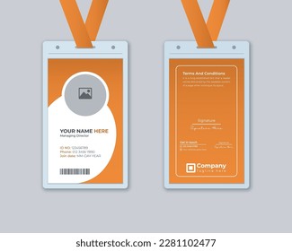 Office employee  id card design template Or professional creative id Card Design template and corporate Business id card for  multipurpose use