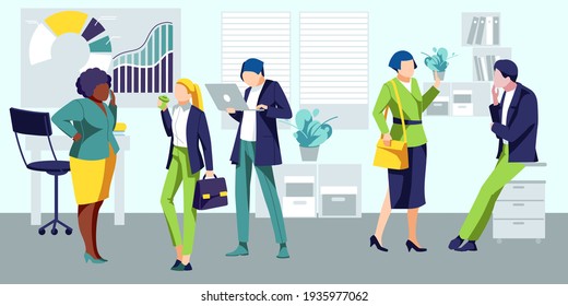 Office emplyees talking to each other. vector illustration