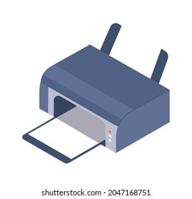 Equipo de oficina para copiar o imprimir documentos. Equipo de impresora de oficina de vectores, ilustración de máquina de tecnología de copia