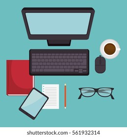 office equipment flat icons