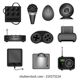 office equipment and gadgets (set of vector icons )