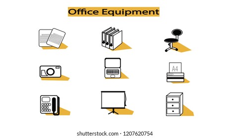 office equipment icon set