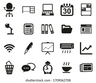 Office & Office Equipment Icons Black & White Set Big