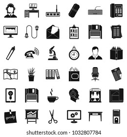 Office equipment icons set. Simple set of 36 office equipment vector icons for web isolated on white background