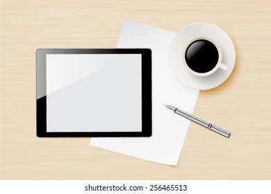 Office equipment on a table vector