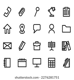 Office equipment set sign symbol. vector illustration isolated on white background. line icon
