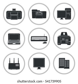 Office equipment simple icons set