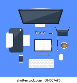 Office Equipment. Vector illustration.