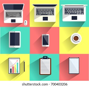 office equipment,flat design icons