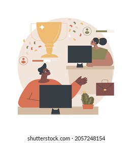 Office esport competition abstract concept vector illustration. Video game tournament, office fun, team competition, best player, battle arena, internet live streaming abstract metaphor.