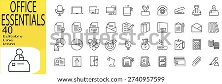 Office Essentials icon set. Editable stroke.