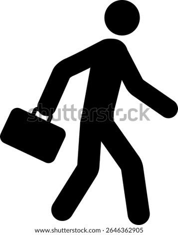 Office executive walk holding briefcase sign. Business signs and symbols.