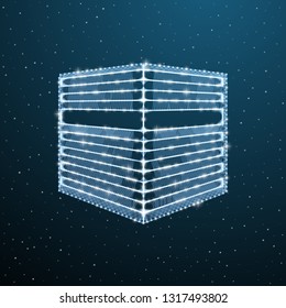 Office exterior polygonal concept. Wireframe 3d building logo. Vector low poly abstract commercial modern facade