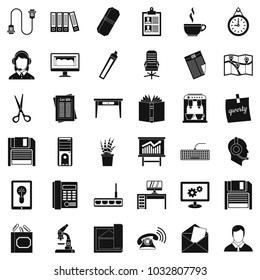 Office facilities icons set. Simple set of 36 office facilities vector icons for web isolated on white background