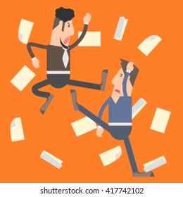 Office fight between two men.